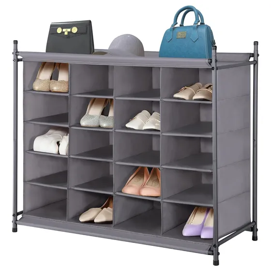 STORAGE MANIAC Stackable Shoe Cubby Organizer — Gray