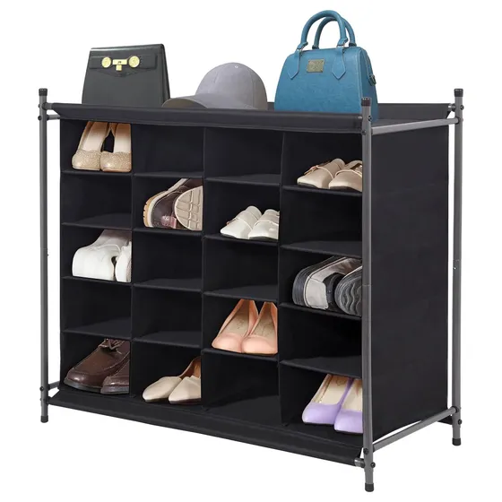 STORAGE MANIAC Stackable Shoe Cubby Organizer — Black