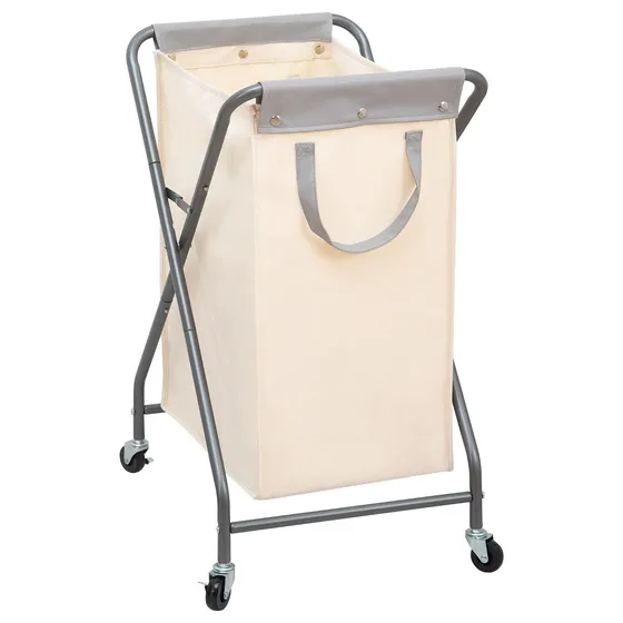 STORAGE MANIAC Collapsible X-Frame Laundry Hamper — Beige