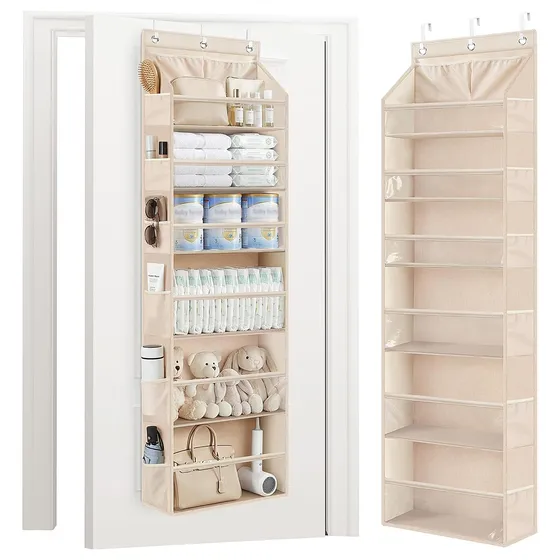 STORAGE MANIAC Over-the-Door Organizer with Clear Pockets — Beige