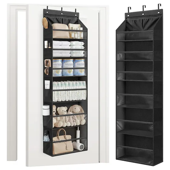 STORAGE MANIAC Over-the-Door Organizer with Clear Pockets — Black