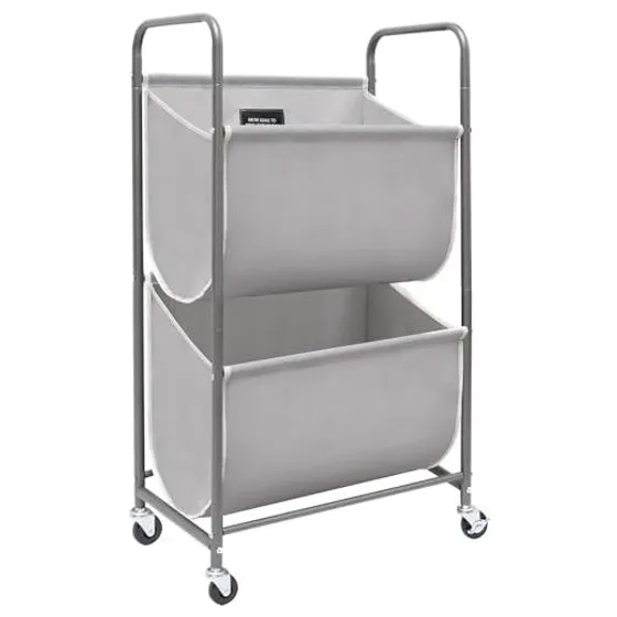 STORAGE MANIAC Vertical Rolling Laundry Hamper — Gray