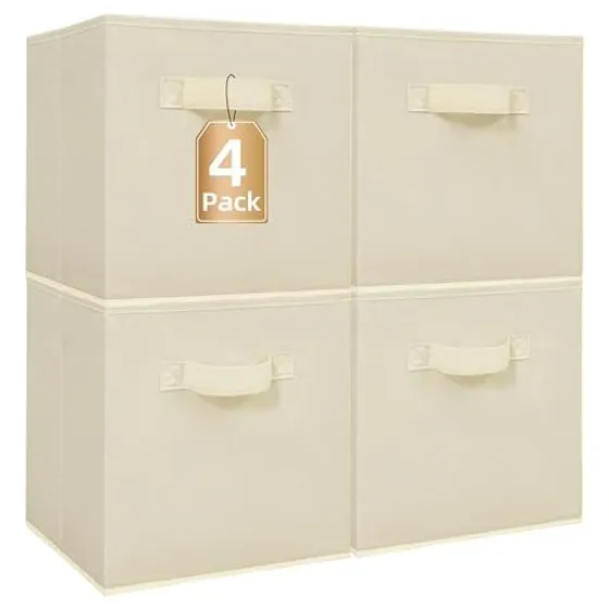 STORAGE MANIAC Collapsible Fabric Storage Cubes — Beige
