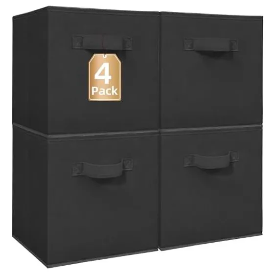 STORAGE MANIAC Collapsible Fabric Storage Cubes — Black