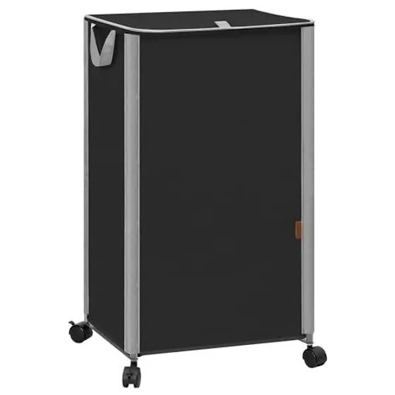 STORAGE MANIAC Rolling Laundry Hamper with Lid — Black