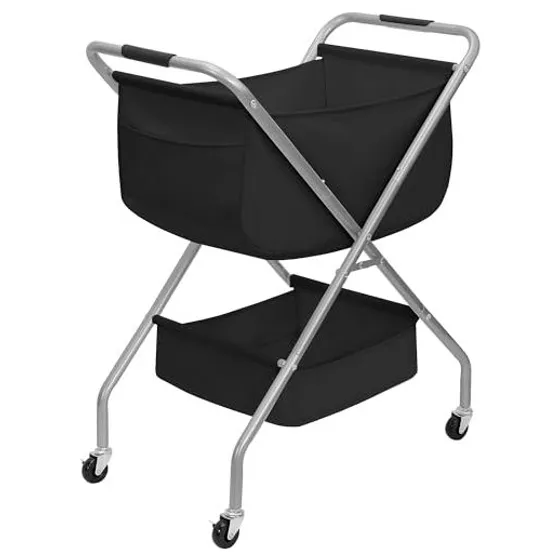 STORAGE MANIAC Collapsible Laundry Cart — Black