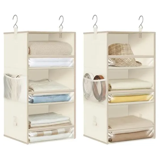 STORAGE MANIAC 6-Shelf Hanging Closet Organizer — Beige