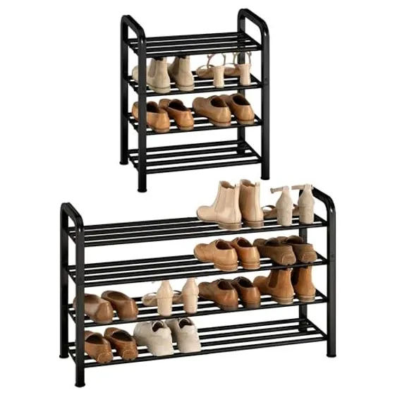 STORAGE MANIAC Heavy-Duty Expandable Shoe Rack — Black