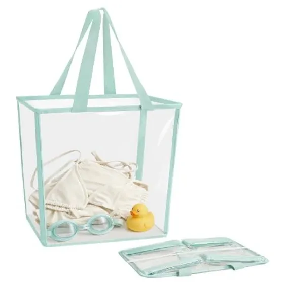 STORAGE MANIAC Pop-Up Laundry Basket — Clear blue