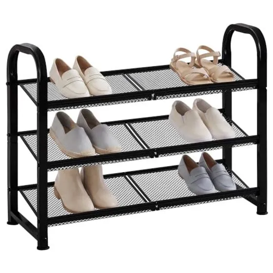 STORAGE MANIAC Heavy-Duty Mesh Shoe Rack — Black
