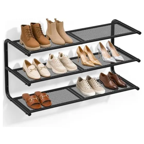 STORAGE MANIAC Wall-Mounted Shoe Rack — Black